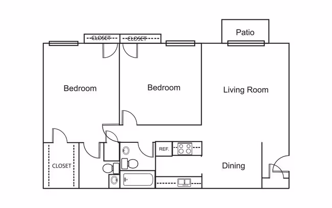 2 Bedroom / 1.5 Bath 240 floor plan